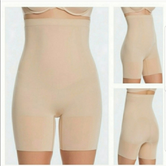 SPANX OnCore High-Waisted Mid-Thigh Short in Nude size Small - Picture 1 of 8
